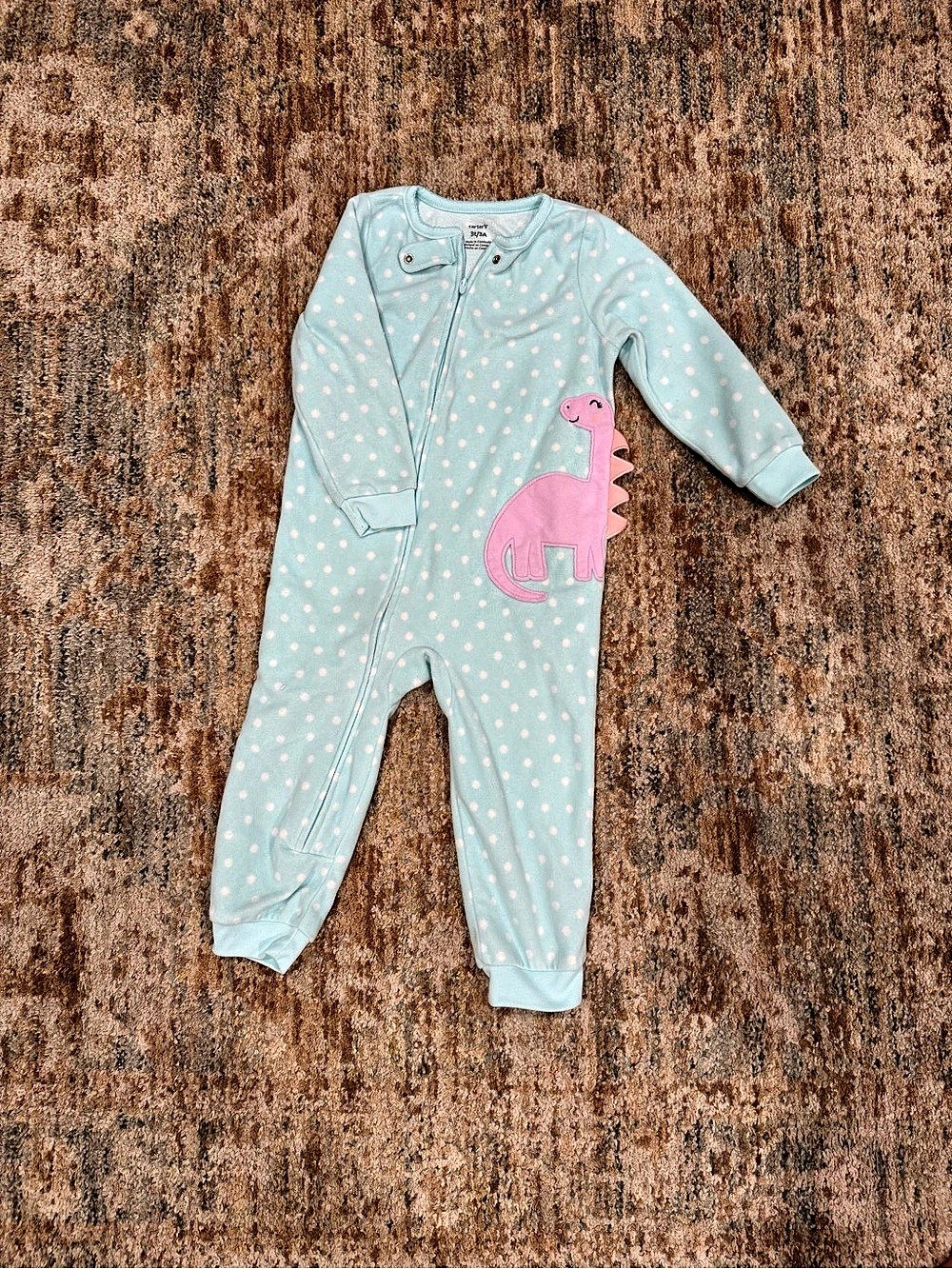 Carter's Baby Blue & Pink Polka Dot Footie
